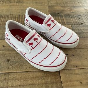 In-N-Out Burger Drink Cup Slip-on Skate Shoes Palm Tree Tennis/Gym Sneakers 6.5